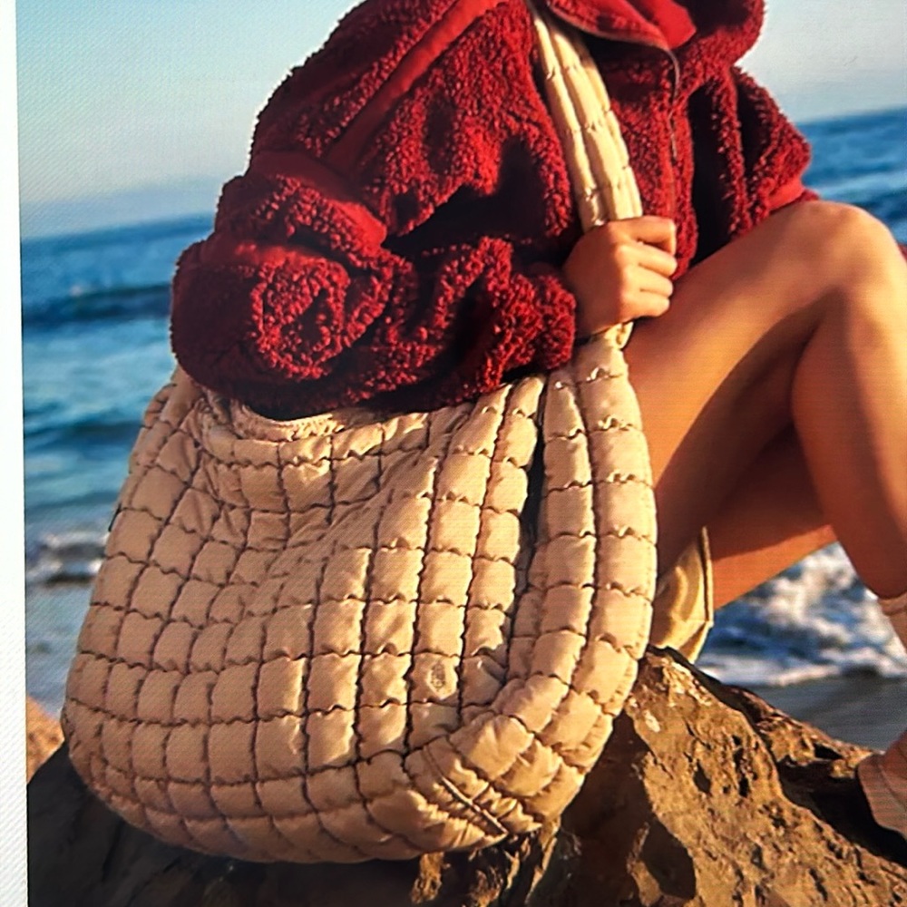 Free People Quilted Tote Bag in Beige